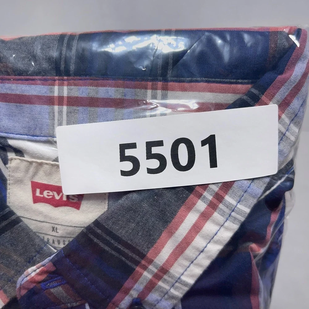 Levis Plaid Button Down Shirt Teen XL Regular Fit Blue White Red‎ Casual Western